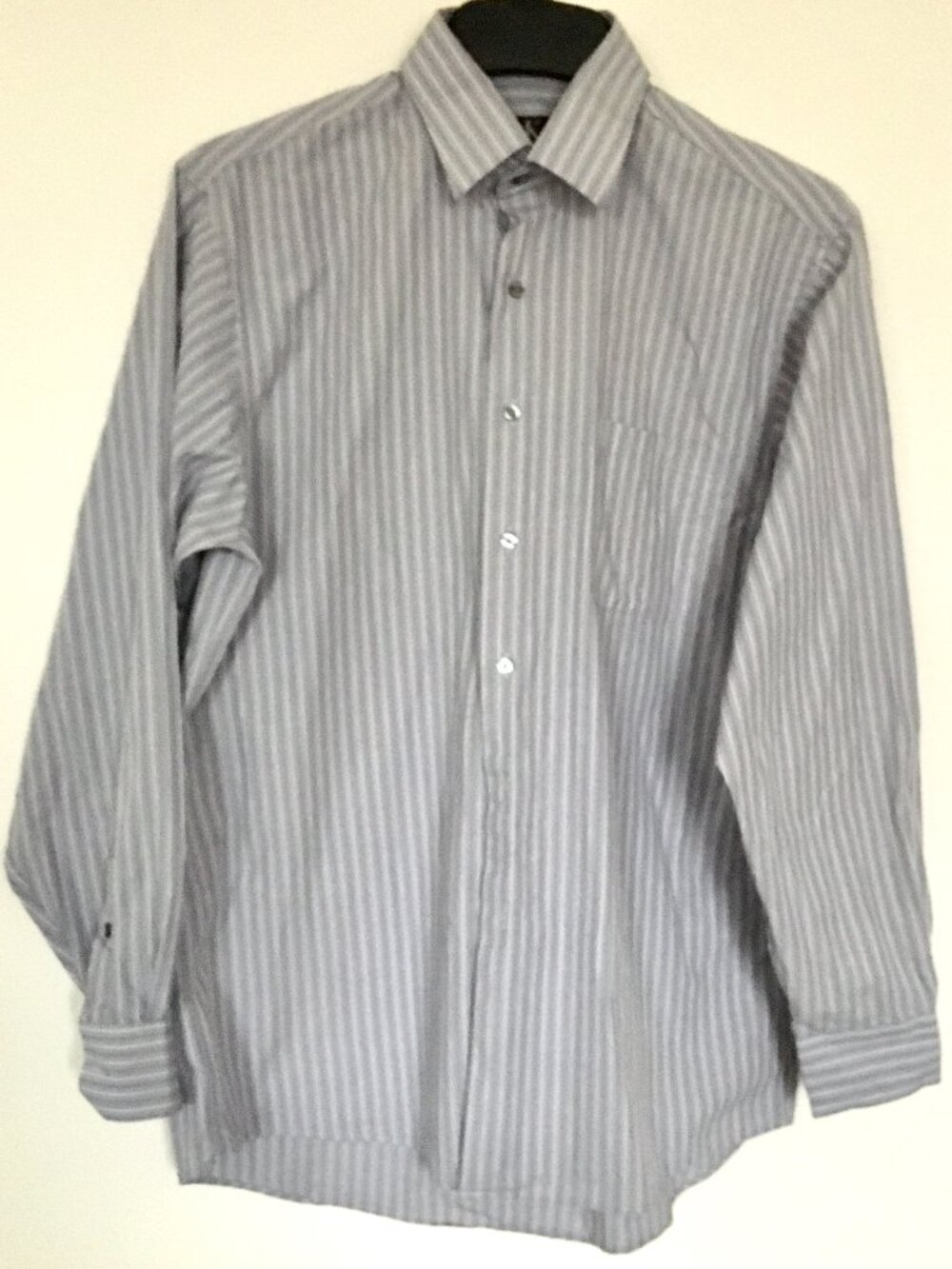 Calvin Klein Men's Gray Striped Long Sleeve Button Up Cotton Shirt L